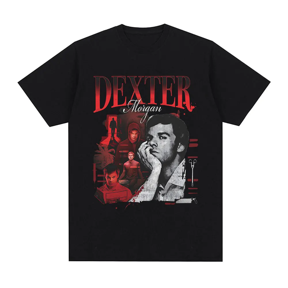 تي شيرت برسومات Dexter Morgan من المسلسلات التلفزيونية للرجال والنساء ملابس كاجوال قطنية كبيرة الحجم بأكمام قصيرة تي شيرت Harajuku ملابس الشارع #1