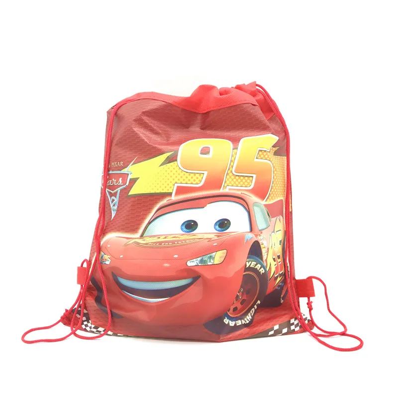 1pc Disney Cars Storage Bag non tessuto Lightning McQueen borse con coulisse decorazione per feste forniture per regali di natale di compleanno per