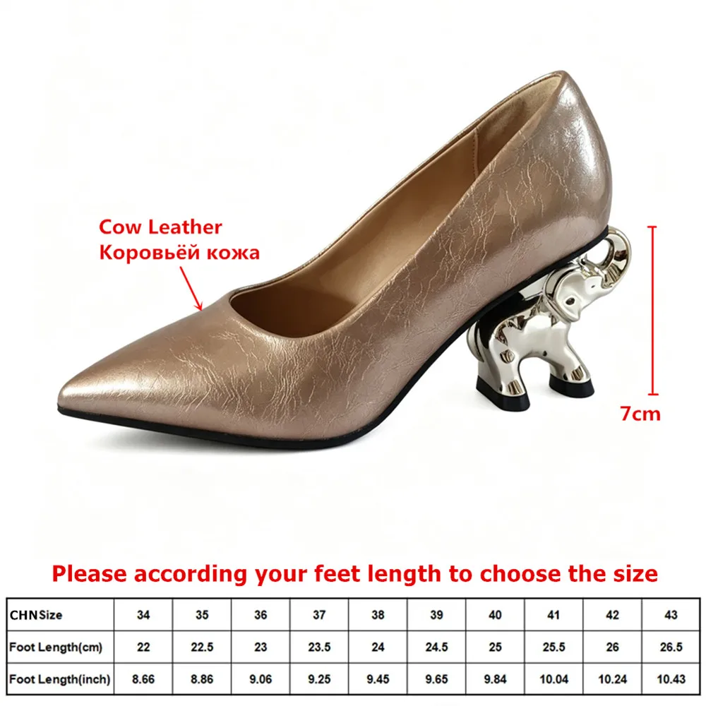 MILI-MIYA Classic Women’s Style Return Of The Calfskin Pointed-Toe High Heels With Chunky Elephant-Shaped Heels Available 34-43