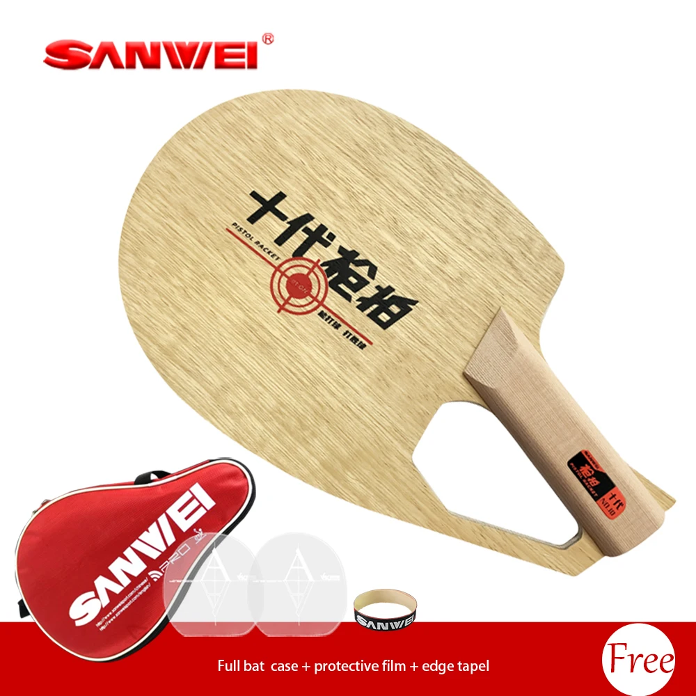 Original SANWEI Patented Pistol-Shaped Racket Shakehand Table Tennis Blade Ping Pong Blade Professional Paddles