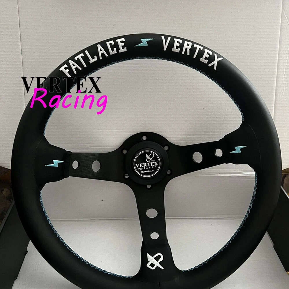 

13Inch 330MM Universal Rally Drift Racing Vertex Steering Wheel JDM Deep Corn Sport Game Leather Fatlace VERTEX Steering Wheel