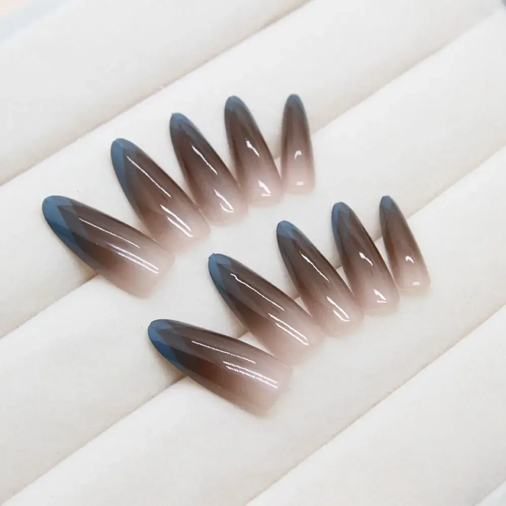 24개 매니큐어 롱 아몬드 네일팁 스틸레토 발레리나 가짜 손톱 꽃 무지개 별 고양이 발톱 프렌치 네일 팁 여성용