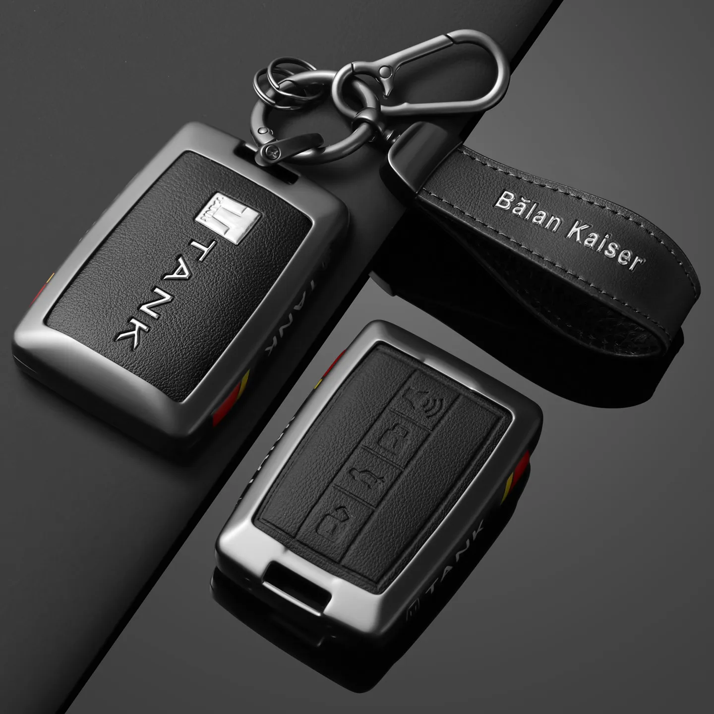 

Zinc Alloy Leather Smart Car Key Fob Case Cover Chain Remote Shell Holder Protector for Tank 400 Hi4-T 2026