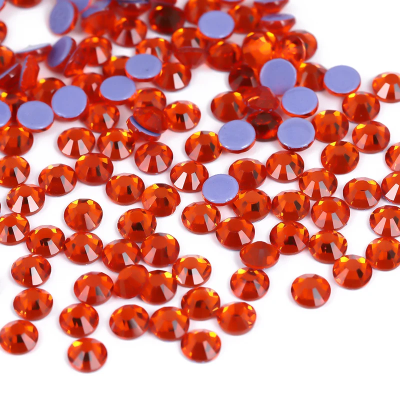 SWAGPICK Hotfix Glass Reddish Orange Flatback Rhinestone Strass Iron DIY Sewing Fabric Glitter Decoration DMC Garment Accessory