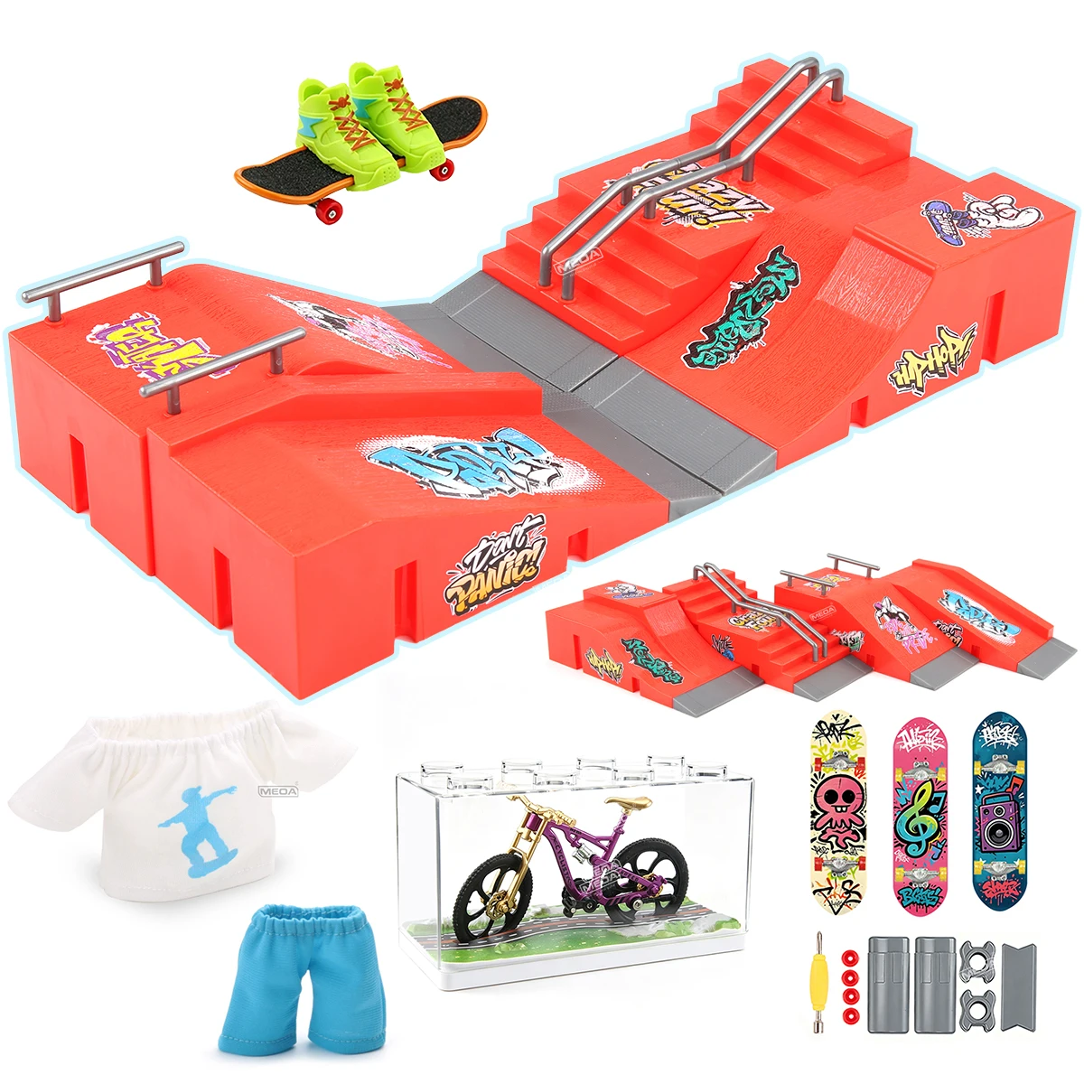 フィンガースケートボードパーク ランプセット DIY フィン - Kids Toys Scooter のレビューと価格