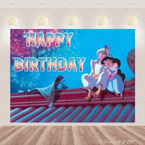 تخصيص خلفية الفينيل لحفلة عيد ميلاد ، الأميرة ياسمين ، علاء الدين ، دعائم التصوير الفوتوغرافي المخصصة ، لوازم استحمام الطفل للديكور أعلى 8 مبيعات لأحذية علاء الدين - رقم 3