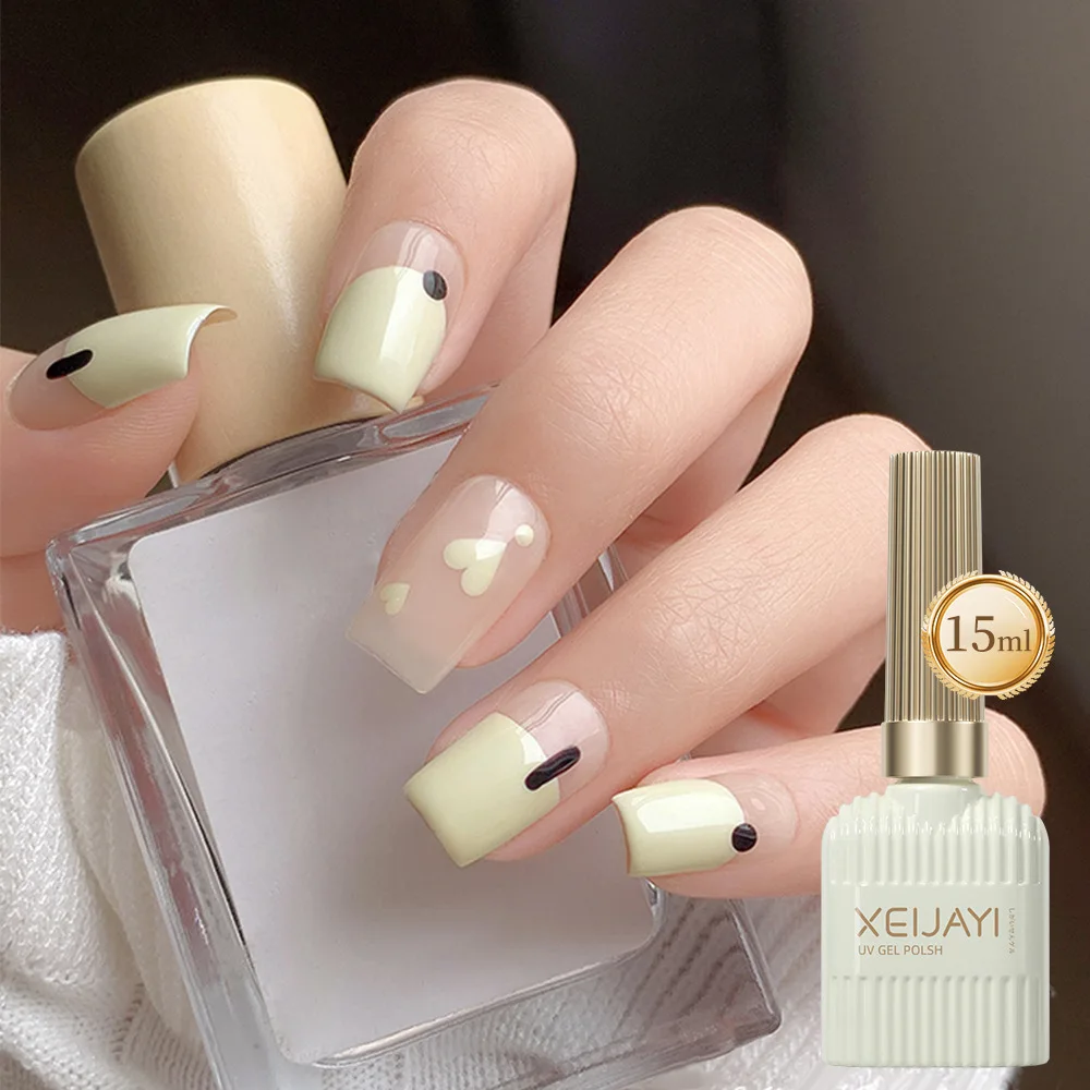 Xeijayi Effen Kleur Gel Nagellak Melkachtige Witte Rubberen Basis Top Coat Gel Nail Art Beginner Semi-Permanente Varnishgel