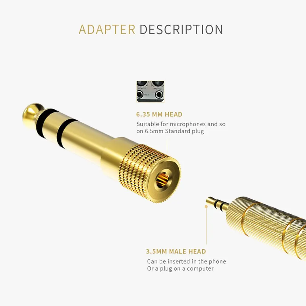 5Pcs/Set Headphone Adapeters Gold-Plated Durable 6.35mm 1/4 Inch Port Plug To 3.5mm Male Stereo Port Socket Adapter