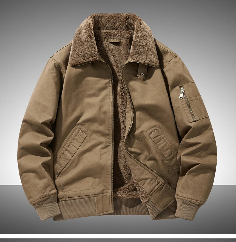 Fleece Lined Windproof Handsome Parkas Lapel Outerwear Men Cold Proof Thick Casual Parkas Versatile Warm Korean Style Parkas
