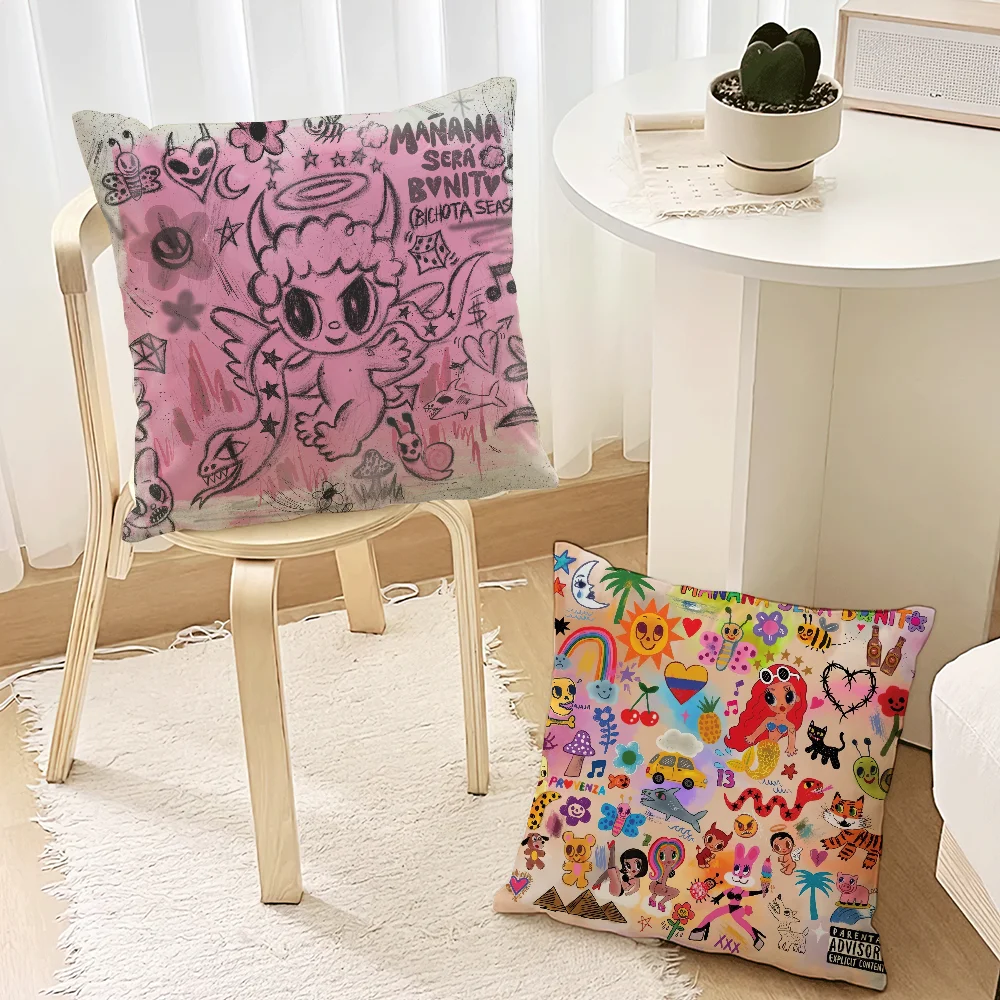 Singer Karol G Manana Sera Bonito Pillow Case Sofa Decorative Home Double-sided Printing Short Plush Cushion Cover