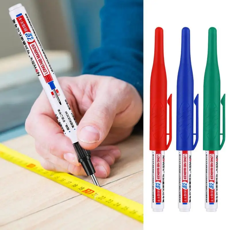 Solid Carpenter Pencil with Built-in Sharpener Set Deep Hole Mechanical Pencil 4 Colors For Marker Marking Woodworking Tools