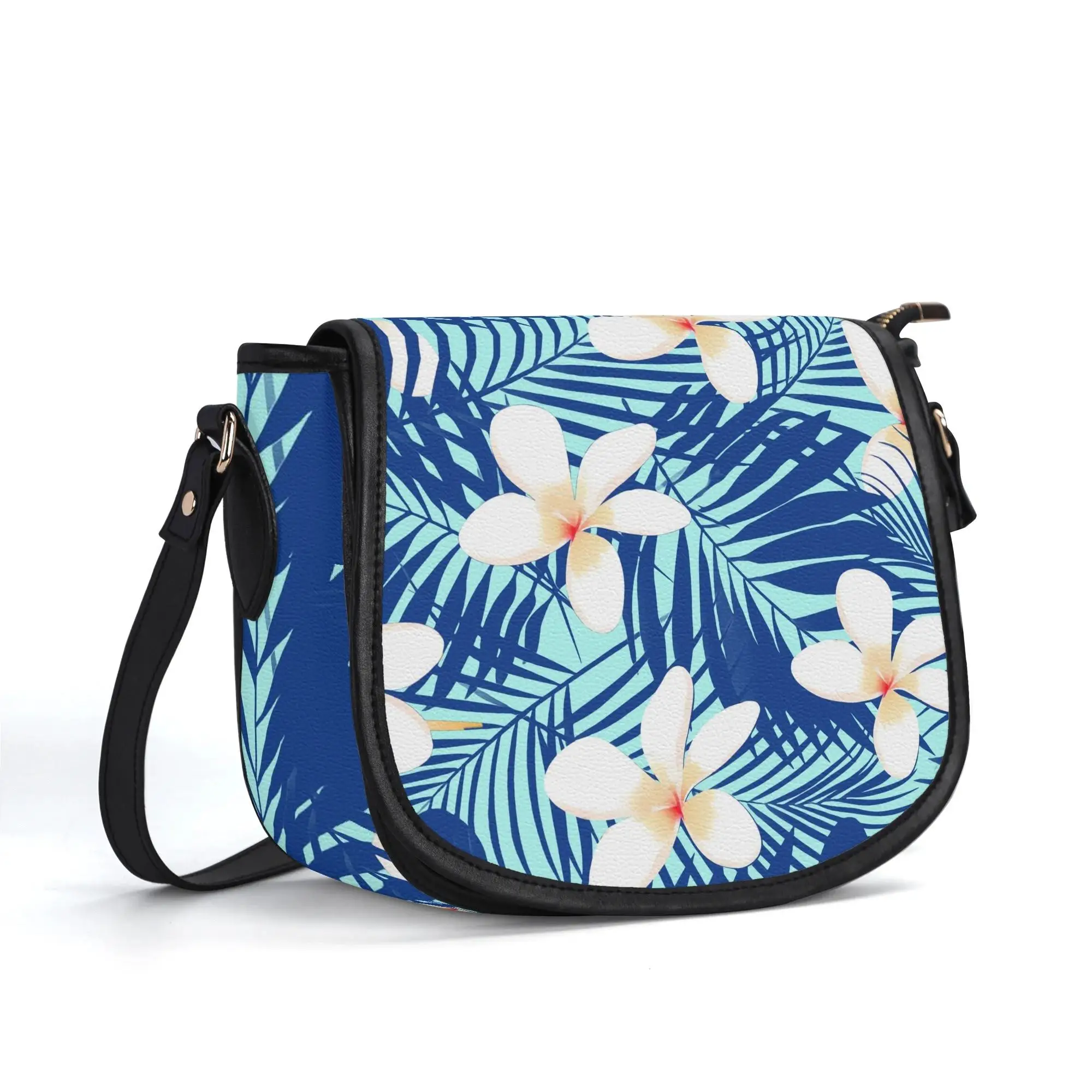 

Floral Print Pu Leather Shoulder Bag Universal Crossbody Bag 2025 New Style Polynesian 3d Hd Art Print Everyday Women'S Bag
