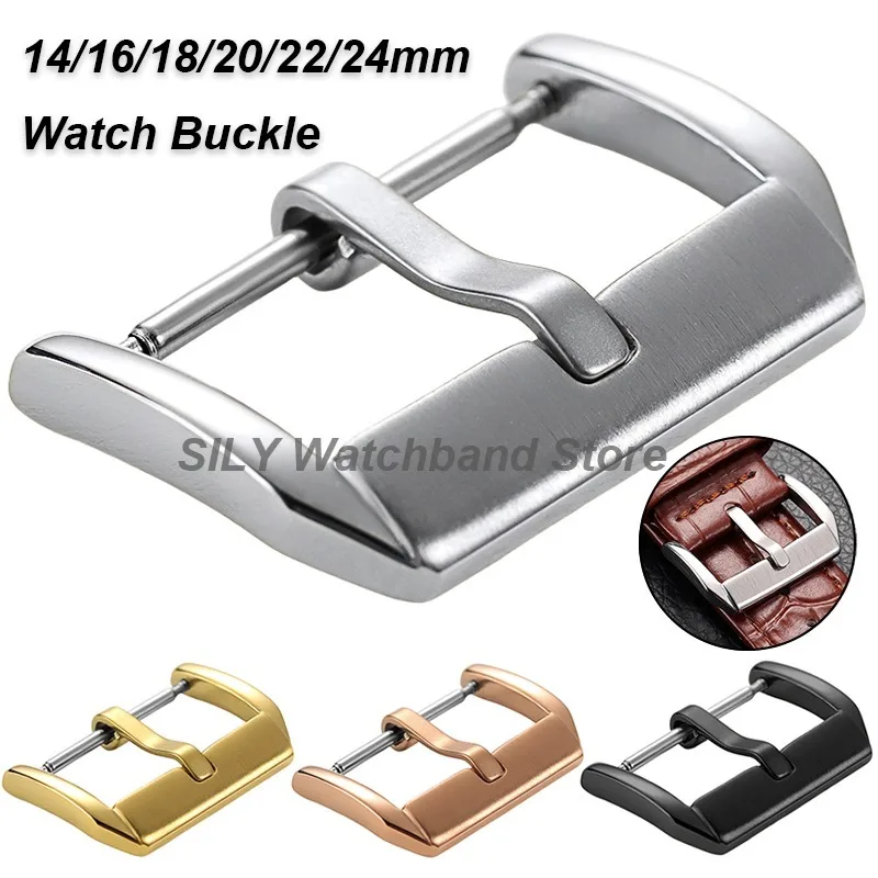 Watch Buckle Stainless Steel Pin Clasp Metal Replacement Watch Buckle 14mm 16mm 18mm 20mm 22mm 24mm Watchband Button Accessories
