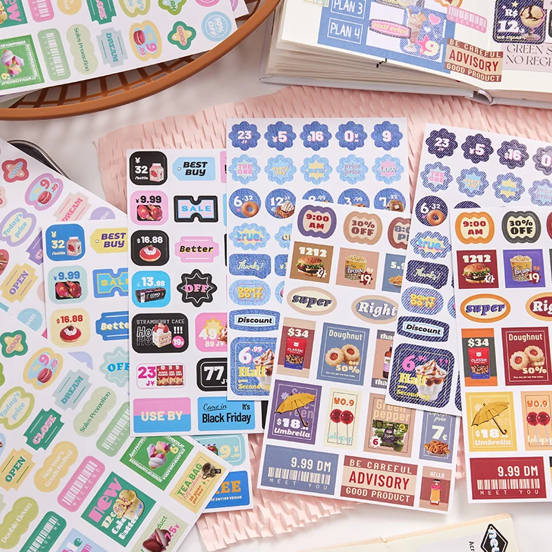 Cute Lovely Adhesive Paper Sticker, Institute Series Label, 8 Pacotes por Lote