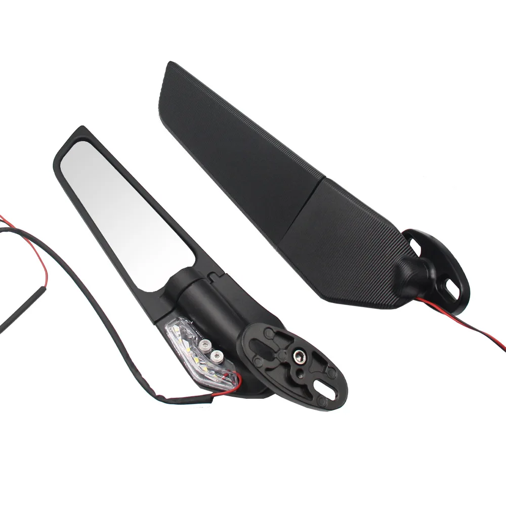 

Motorcycle Modified Fixed Wing Rearview Mirror Spoiler Fit for Kawasaki Yamaha Motorcycle Wing Mirror with Light Rearview Mirror