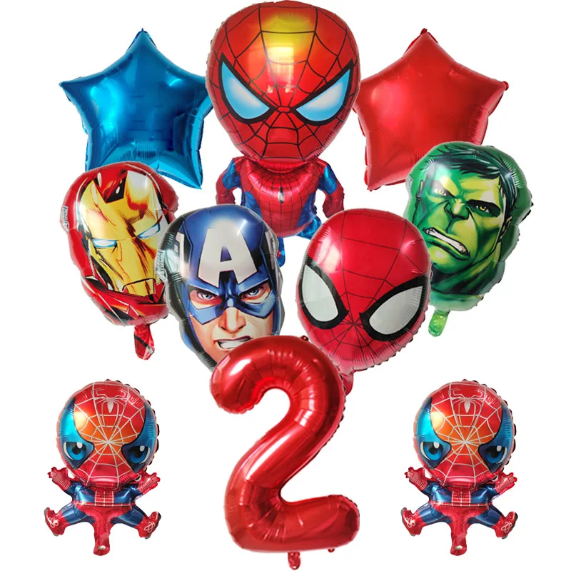 10pcs Avengers Alliance SpiderMan Hulk Aluminum Foil Balloon Boy Children\'s Birthday Party Decoration Iron Man Hero Ball