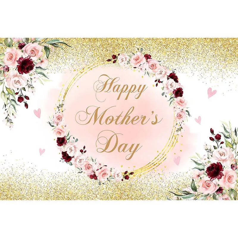 Avezano التصوير خلفية عيد الأم سعيد الزهور بريق الذهب مخصص خلفية الصورة استوديو راية ديكور الحفلات