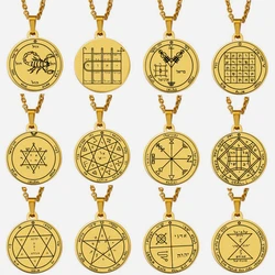 King Solomon Seal Talisman Amulet Jewelry Prosperity Manifest Love Pentacles Coin Medallion Stainless Steel Pendant Necklace