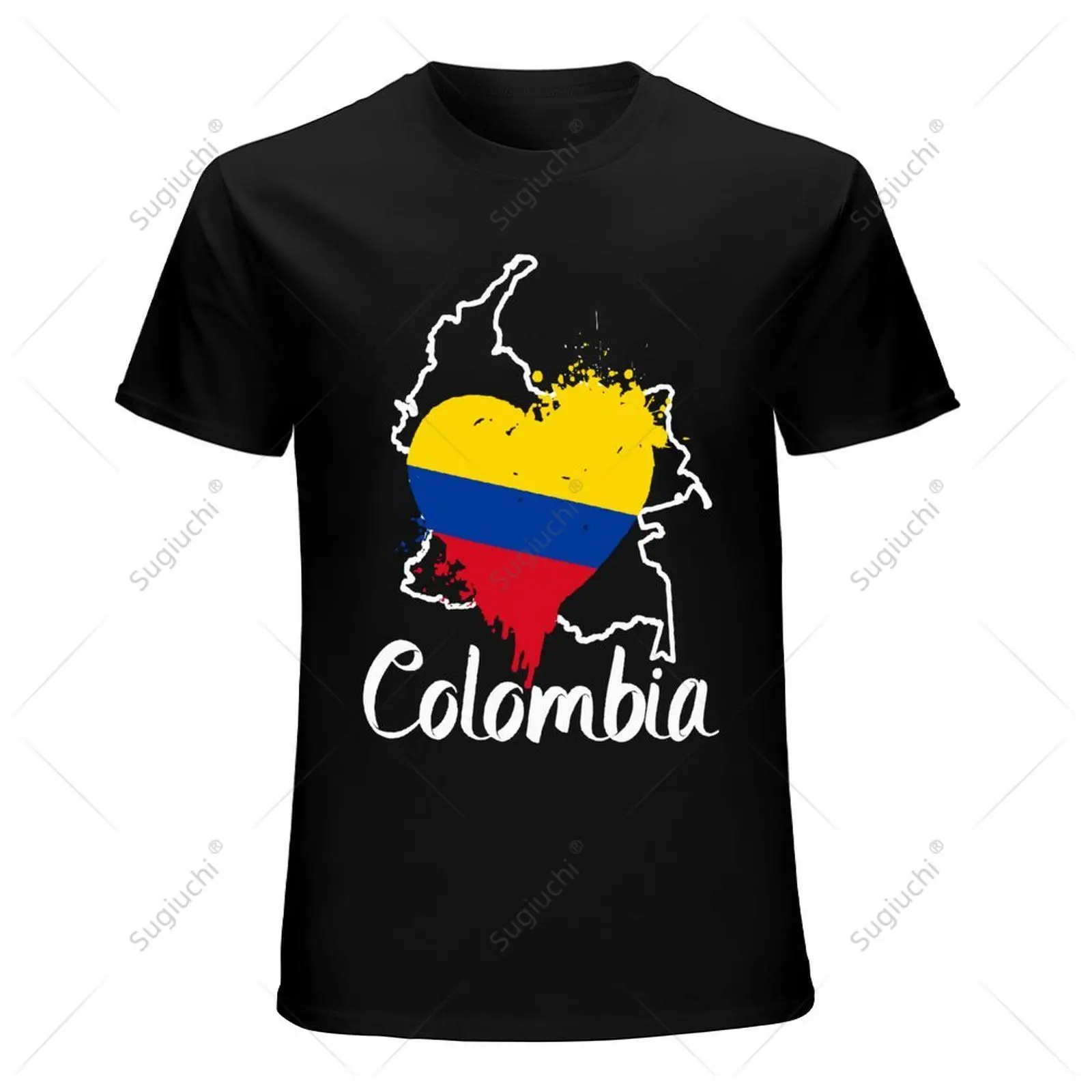 Unisex Men I Love Colombia National Flag Heart With Map Tshirt Tees T Shirts Women Boys 100% Cotton T-Shirt