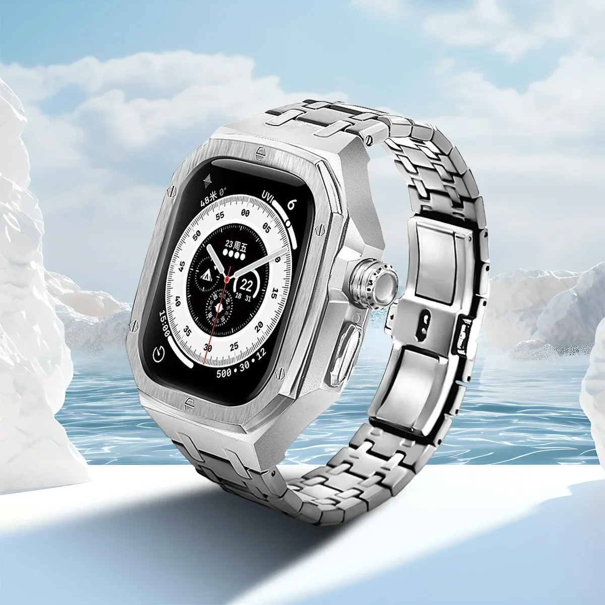 حزام من الفولاذ المقاوم للصدأ + حافظة طقم تعديل فاخر لساعة Apple Ultra 2/Ultra 49 مللي متر لملحقات سلسلة IWatch 49 مللي متر #5