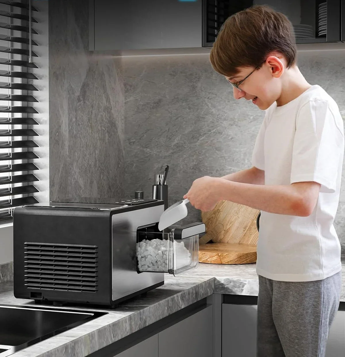 Dreamice bery | Machine à glaçons pour pépites, dessus de seau, 40 artérielle, 24h avec fonction de lecture de glace sonique à mâcher, design adapté aux enfants