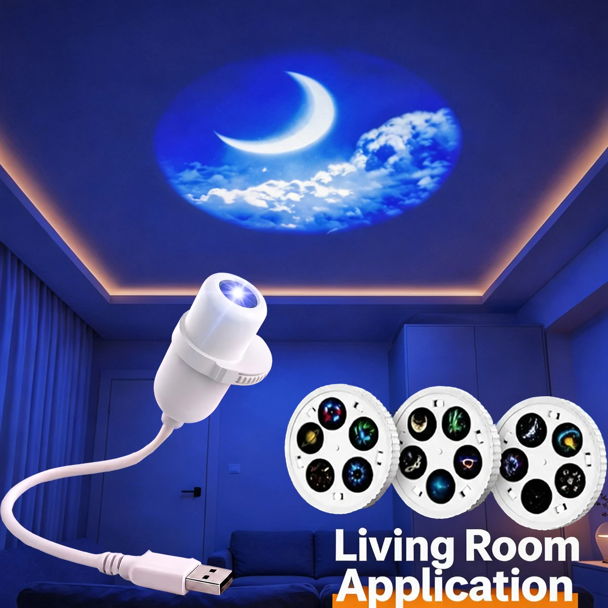 15 Patterns Starry Sky Projector Light USB 360° Rotation Planet Moon Galaxy Projection Lamp Flexible Bedroom Car Interior Decor