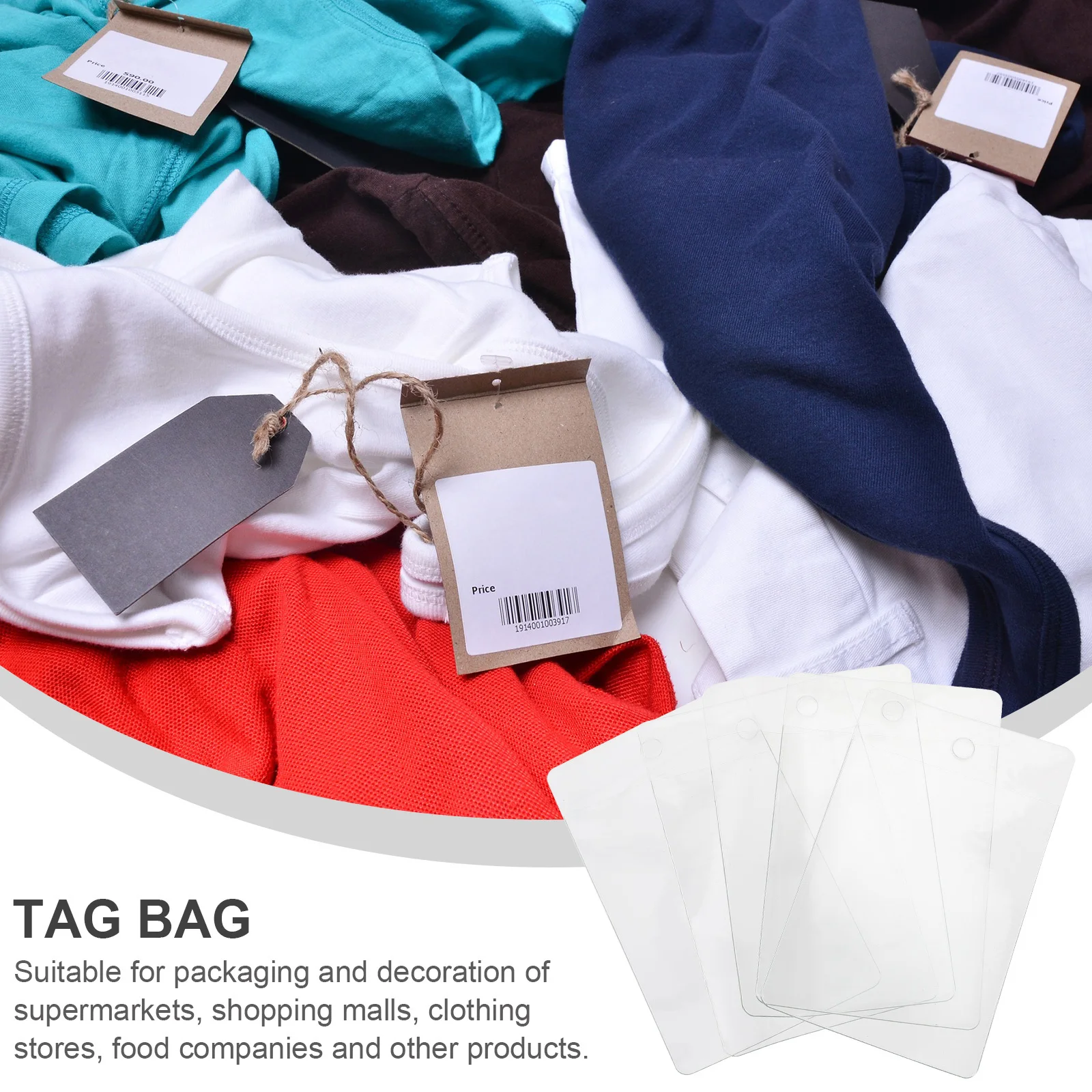 

100Pcs PVC Tag Bags Clear Index Card Holders Easy Stick Remove Protective Pockets for Neat Organization in Library Shop