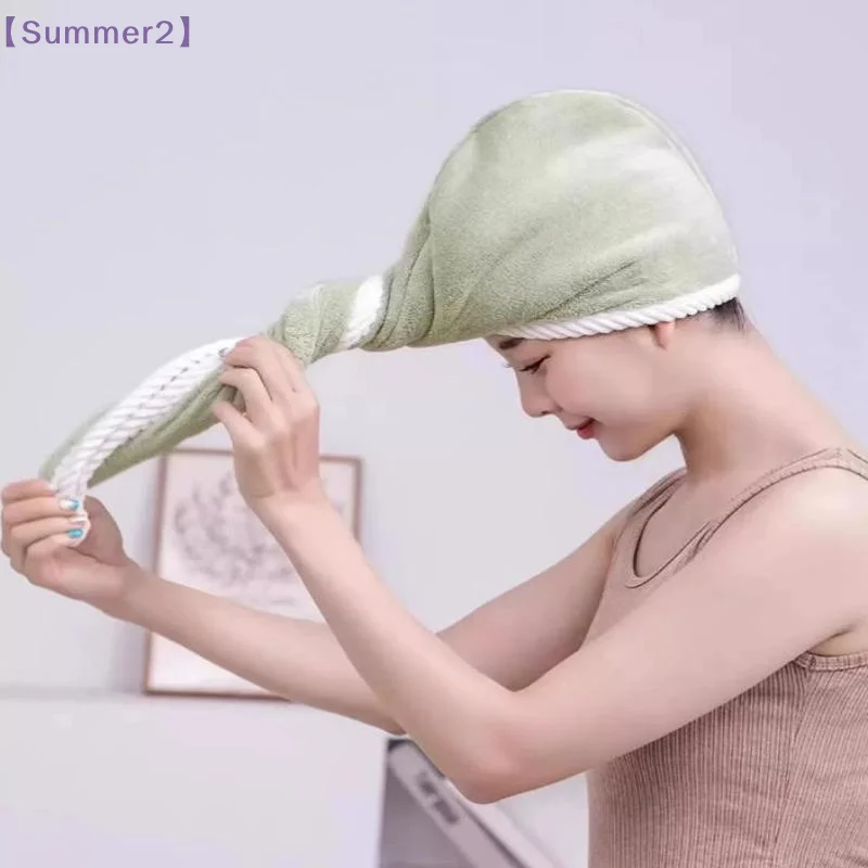 【Xia2】1/3Pcs Double Layer Microfiber Hair Drying Cap Absorbent Hair Turban With Button Quick Drying Towel For Shower Bath Makeup