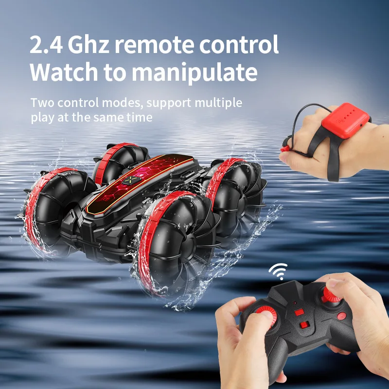 Remote control vehicle and boat double-sided stunt, amphibious rolling stunt, amphibious beach children's festival toy