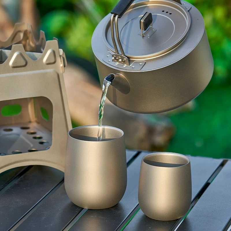 كوب من التيتانيوم النقي على شكل بيضة الإوز، كوب مقاوم للحرارة مزدوج الجدار مضاد للبكتيريا، كوب شرب محمول خفيف الوزن للمشي لمسافات طويلة #4