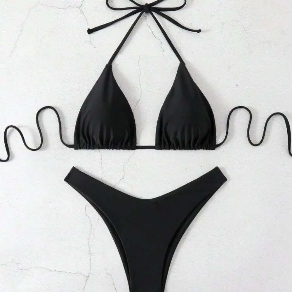 

2Pcs/Set Fashion Summer Beach Bikini Halter Brazilian Bikini Set Bathing Suit Casual Women Swimsuit Beach Beachwear
