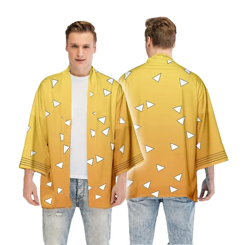 Mujeres/hombres verano Casual ropa informal fresca niños Demon Slayer Kimetsu no Yaiba estampado japonés Anime Kimono Haori Yukata Cosplay