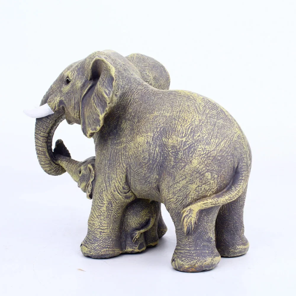 Mother and Child Elephant Resin Crafts Living Room Office Home Decoration Ornaments Christmas Gifts Sculptures and Figurines