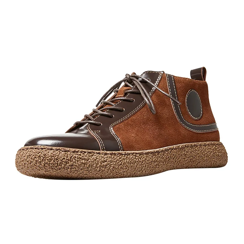 

Cowhide men's shoes Retro retro style leather ankle boots Outdoor leather shoes brown black