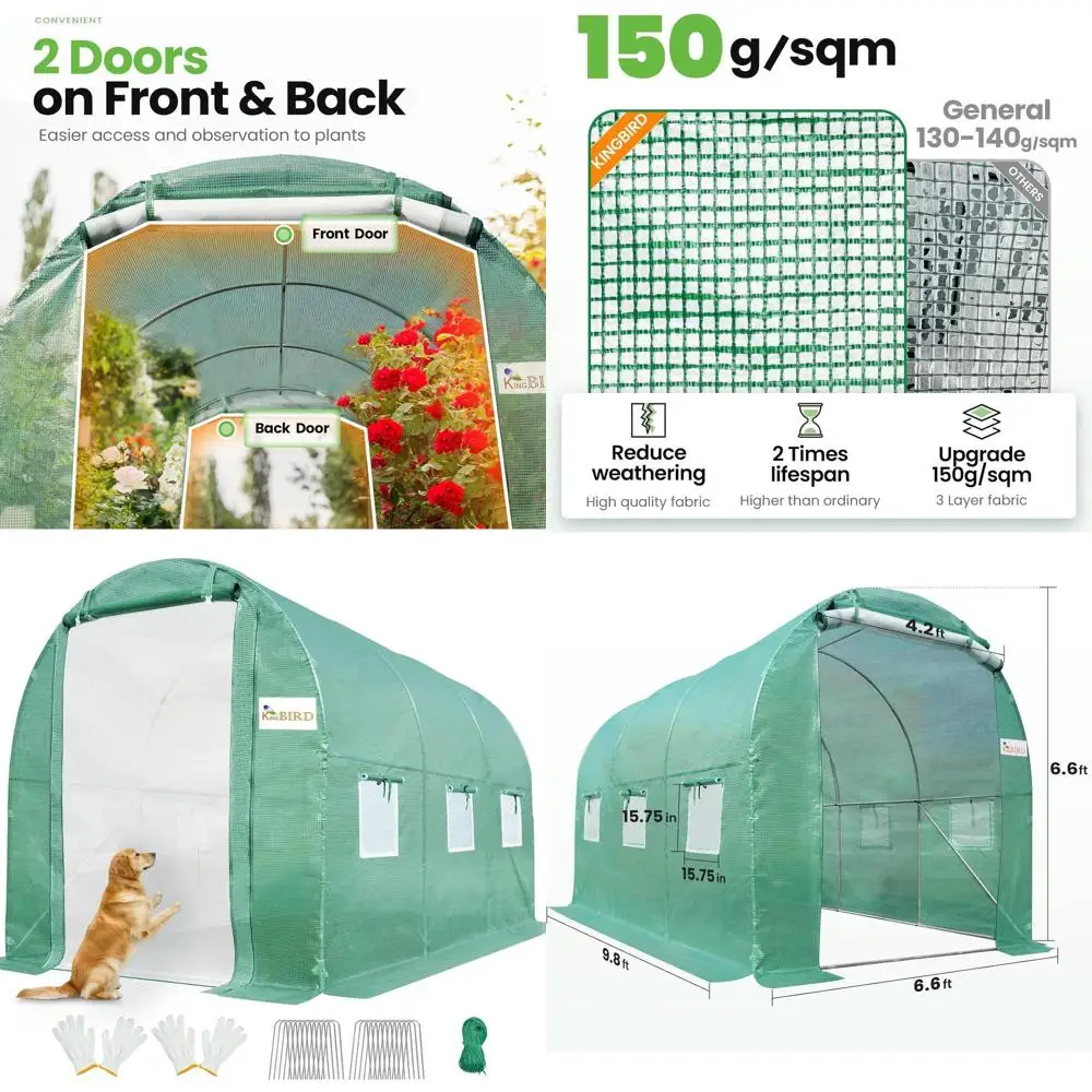 

Большая теплица 3x2x2 м, усиленная стальная конструкция, сетчатая дверь, окна на молнии, зимостойкий садовый тоннель