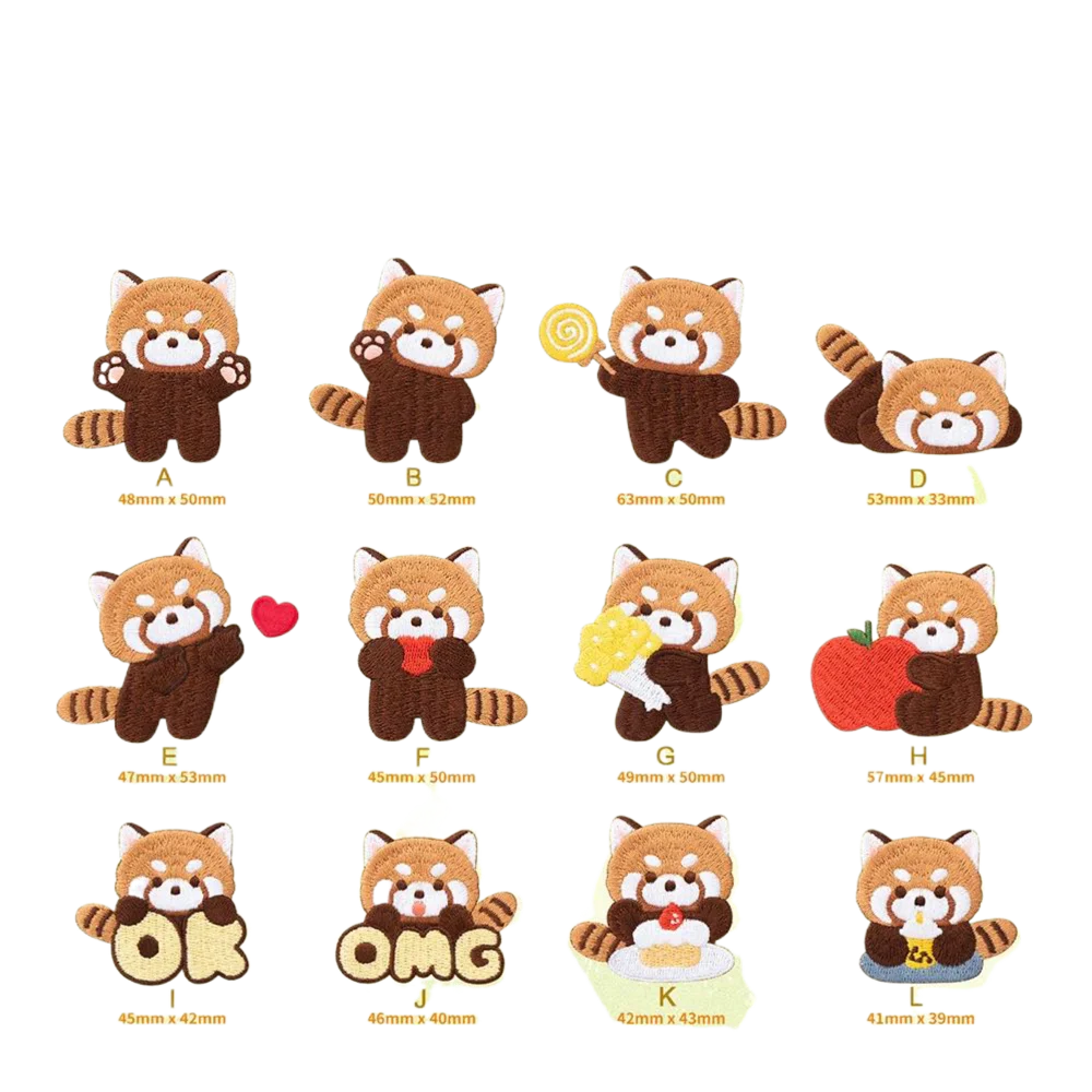 1 Piece Cute Cartoon Red Panda Design Patch Fashion Stick On Patch for Clothing DIY Accessories