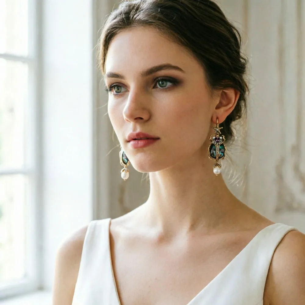 SUMENG 2026 New Fashion Simulated Pearl Star Insect Earrings Cute Statement Jewelry Accessories for Women Gifts