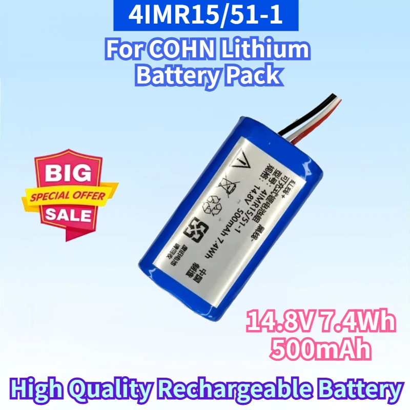 

Newest 4IMR15/51-1 14.8V 7.4Wh 500mAh Rechargeable Battery for COHN High Quality 3-wire plug Replacement Lithium Battery Pack