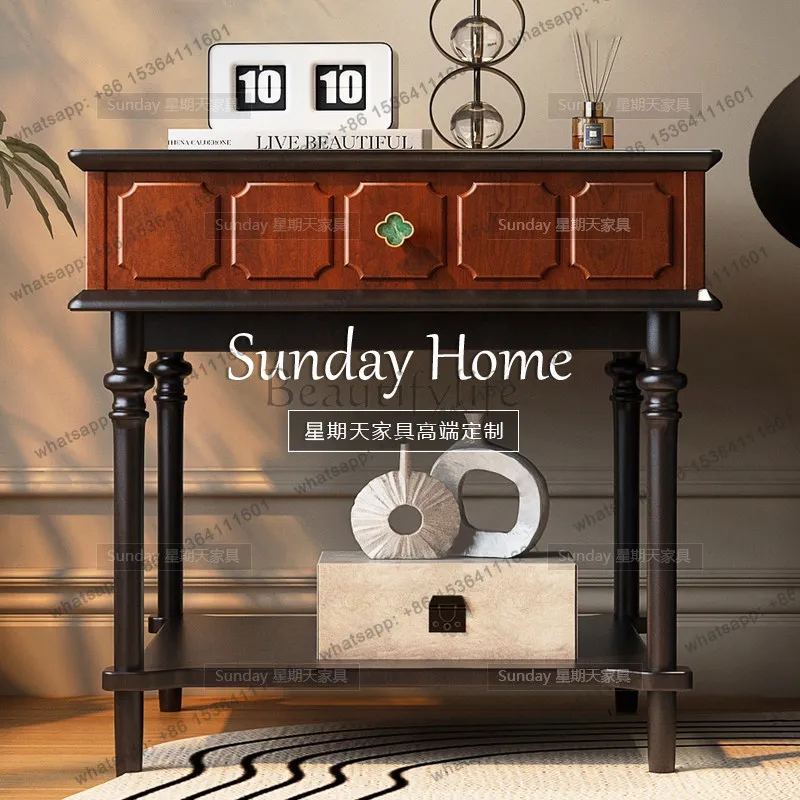 Factory Direct New Chinese Contrast Color Bedside Table Retro High Foot Locker Customizable