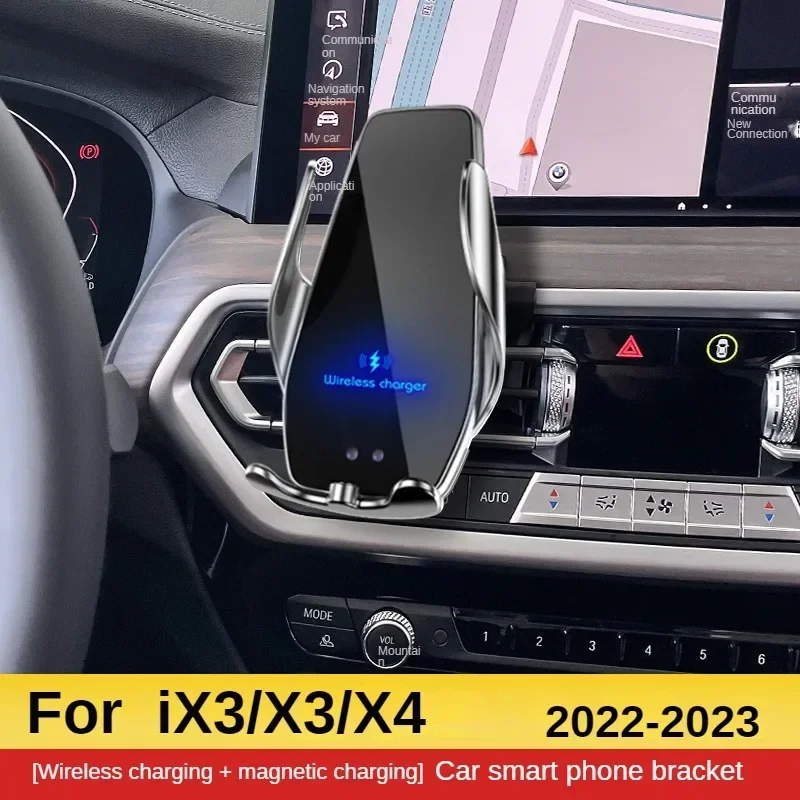 

2022 For BMW X3 X4 IX3 Mobile Phone Holder Wireless Charger Car Mount Navigation Bracket GPS Support