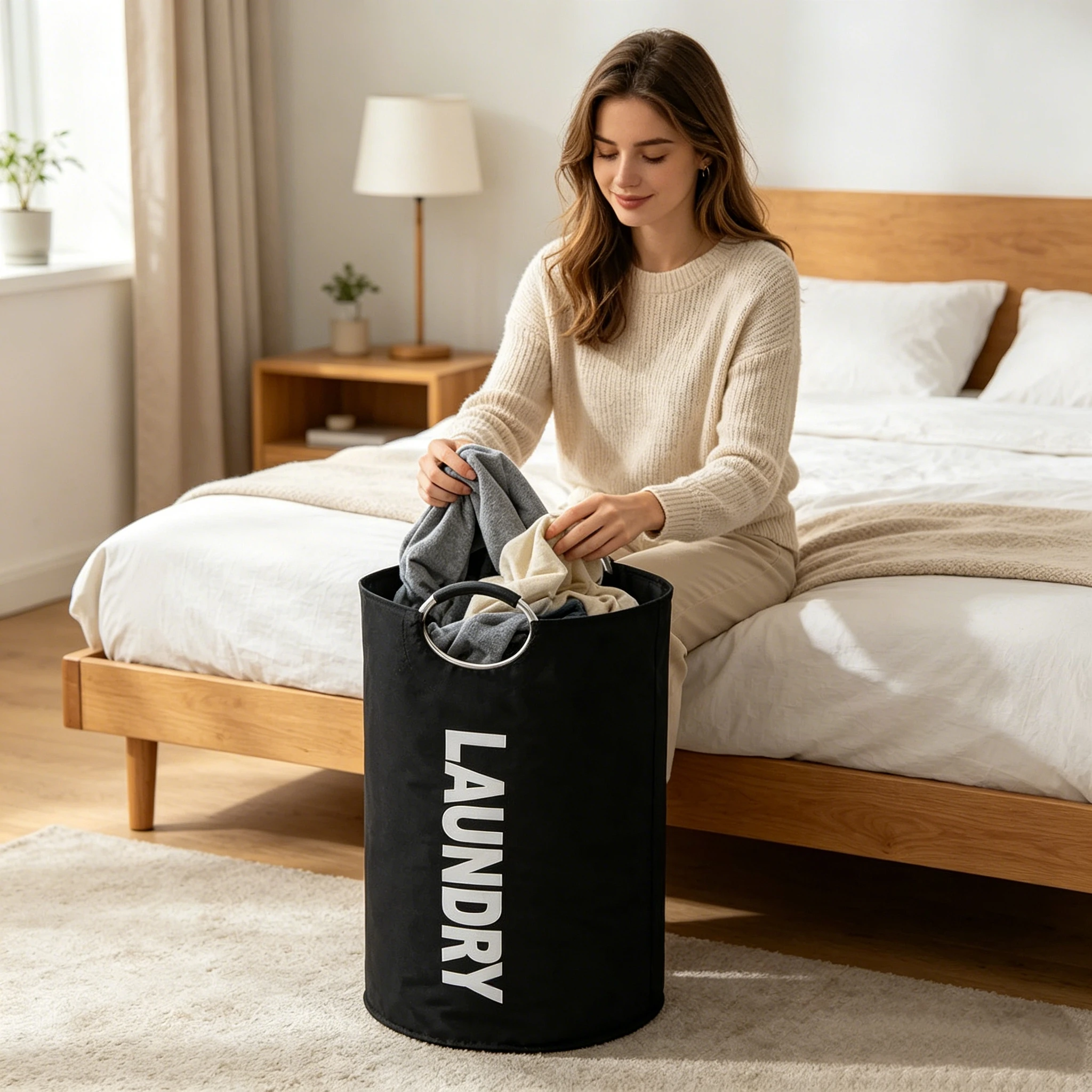 Extra-Large Waterproof Laundry Basket with Padded Handle - Foldable, Multi-Purpose Storage for Bathroom, Laundry Room, Balcony view 3
