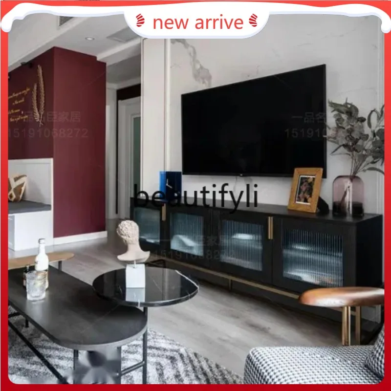 D2520 American light luxury solid wood TV cabinet Nordic living room audio-visual storage decorative background TV cabinet
