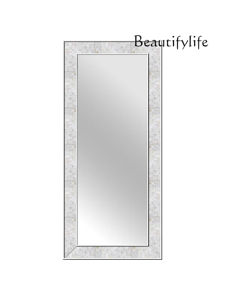 Natural Shell Dressing Full-Length Mirror Silence Modern Light Luxury Floor Hallway Mirror High-Grade Light Luxury