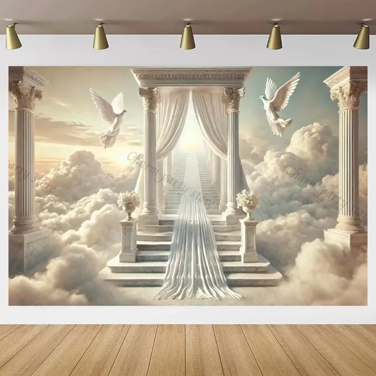 Heavenly Gate Heavenly Road Decorative Background Angel Wings Heavenly Ladder Belief Poster Banner Wedding Prayer Studio Props