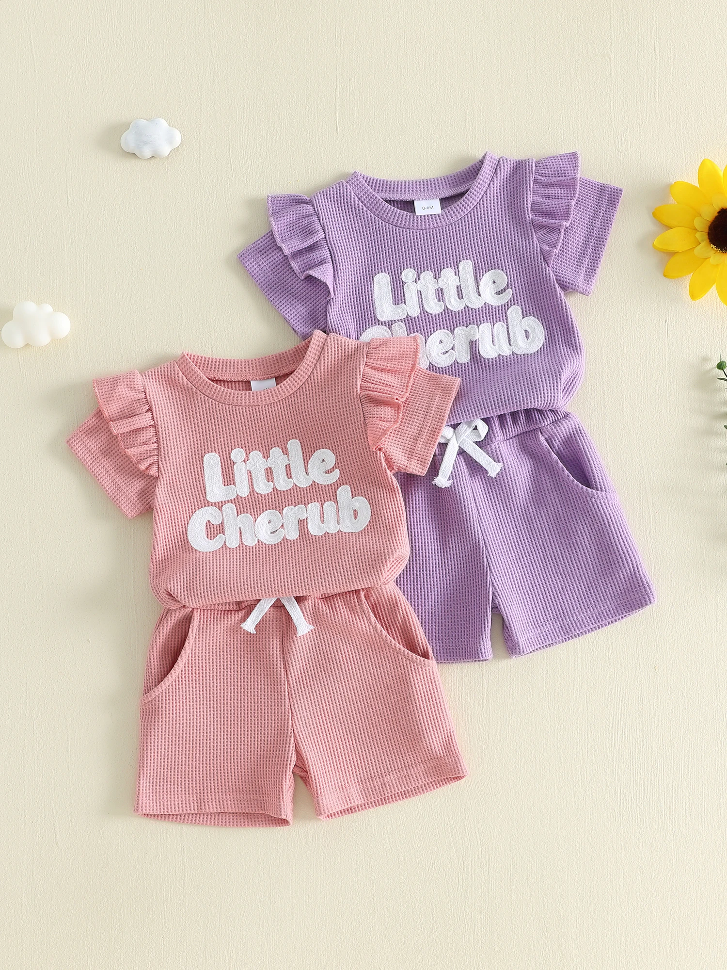 

Adorable Baby Girl Floral Print Ruffle Sleeve Top and Shorts Set Cute Summer Outfit for Toddler Girls 2 Piece Clothing Set