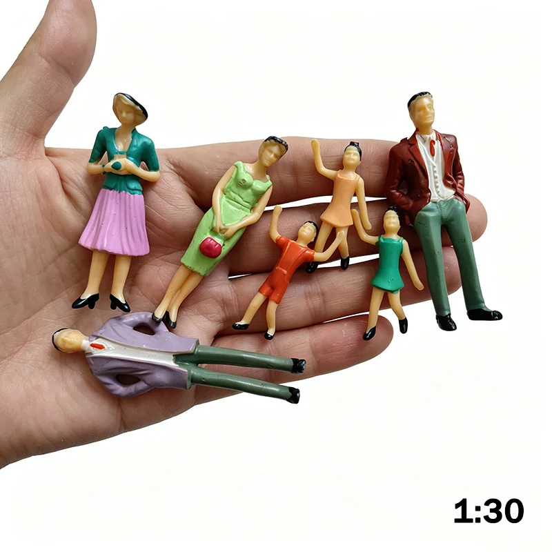 1:30 1:42 Scale Painted Human Figures Mini Color People Model DIY Architecture Sand Table Train Layout Scenery Kits 10Pcs/lot