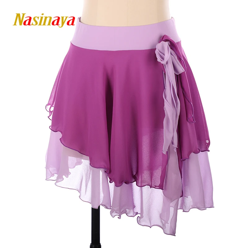 Women Girl Skating Skirt Figure Skating Purple Color-Block Short Skirt