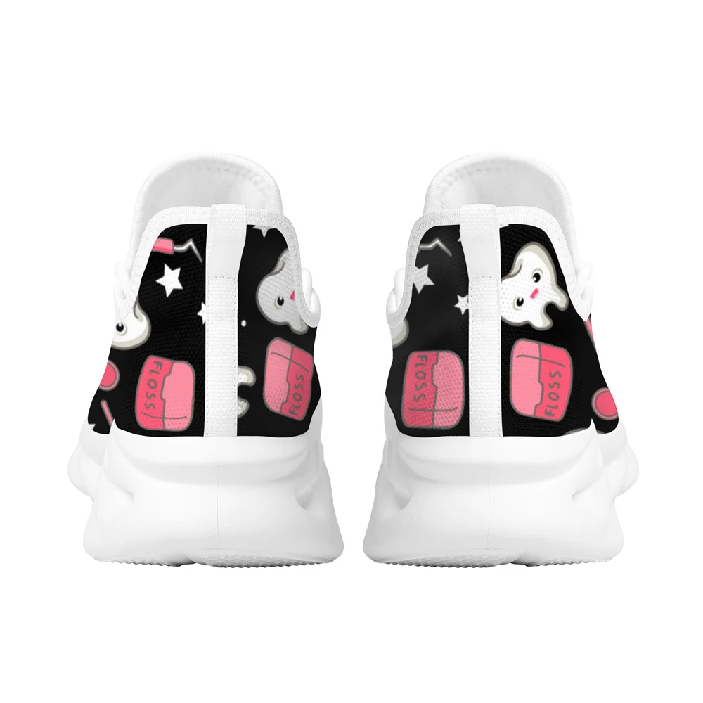 Yikeluo Cute Cartoon Tooth Pattern Women Slip On Sneakers Dentist Mesh Ladies Shoes Light Casual Summer Beach Water Loafers