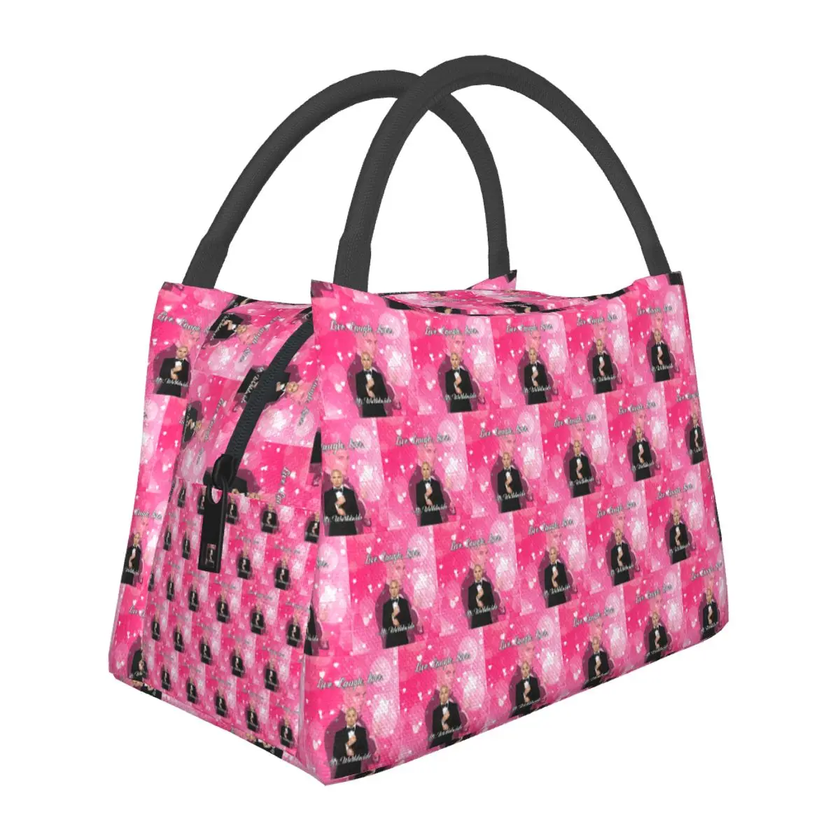 Mr. Worldwide Says To Live Laugh Love Pink Insulated Lunch Bag for Women Bento Storage Food Boxes Portable Thermal Lunch Box