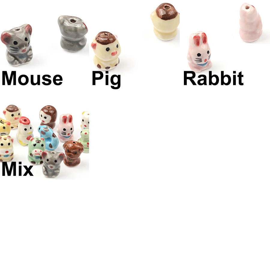 New Hand-painted 12 Chinese Zodiac Signs Ceramic Beads Cute Animal Pendant Beads Bracelet DIY Accessories